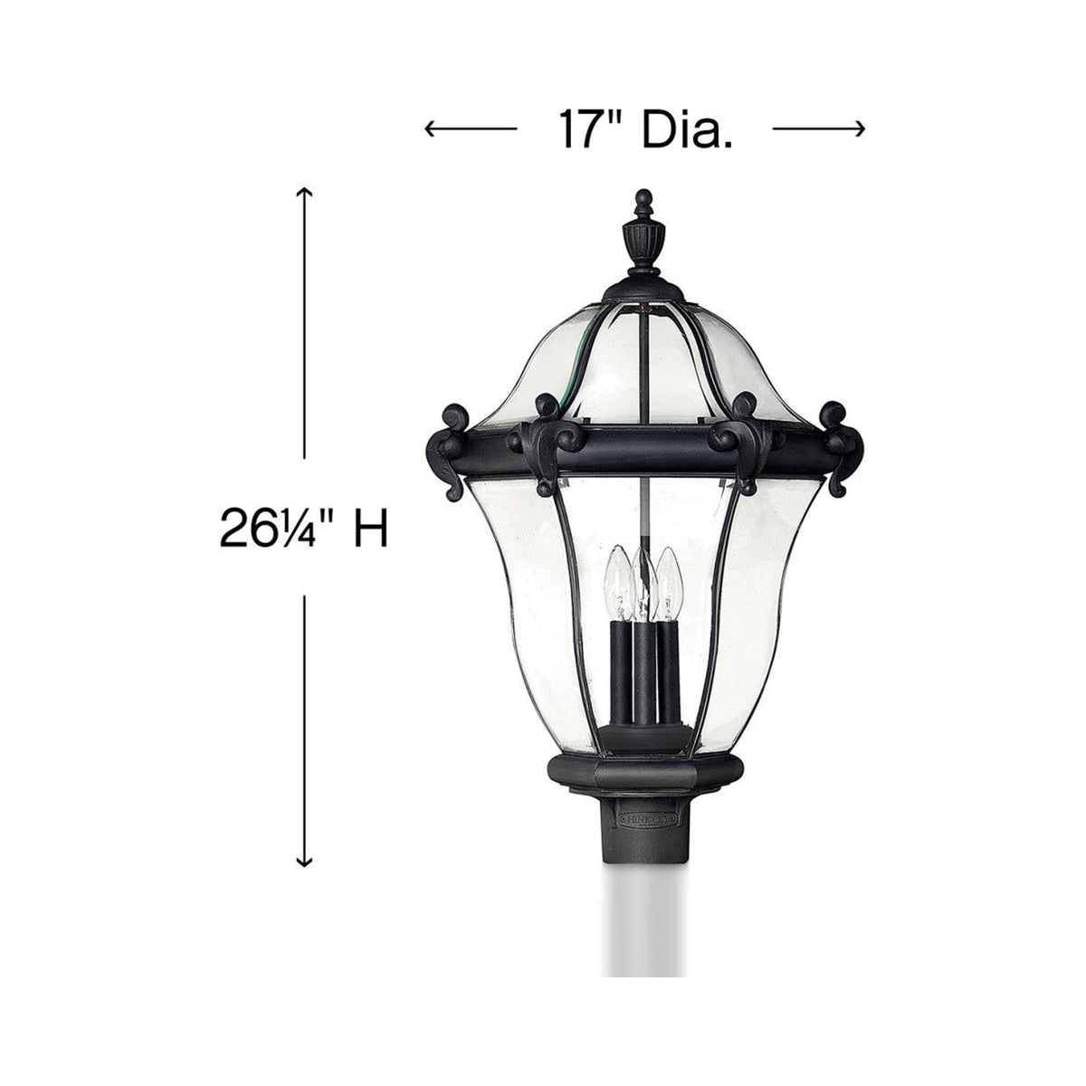 San Clemente Outdoor Post Light - line drawing.