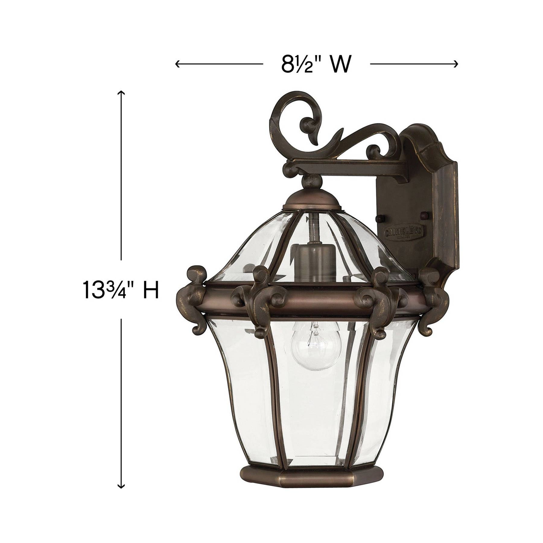 San Clemente Outdoor Wall Light - line drawing.