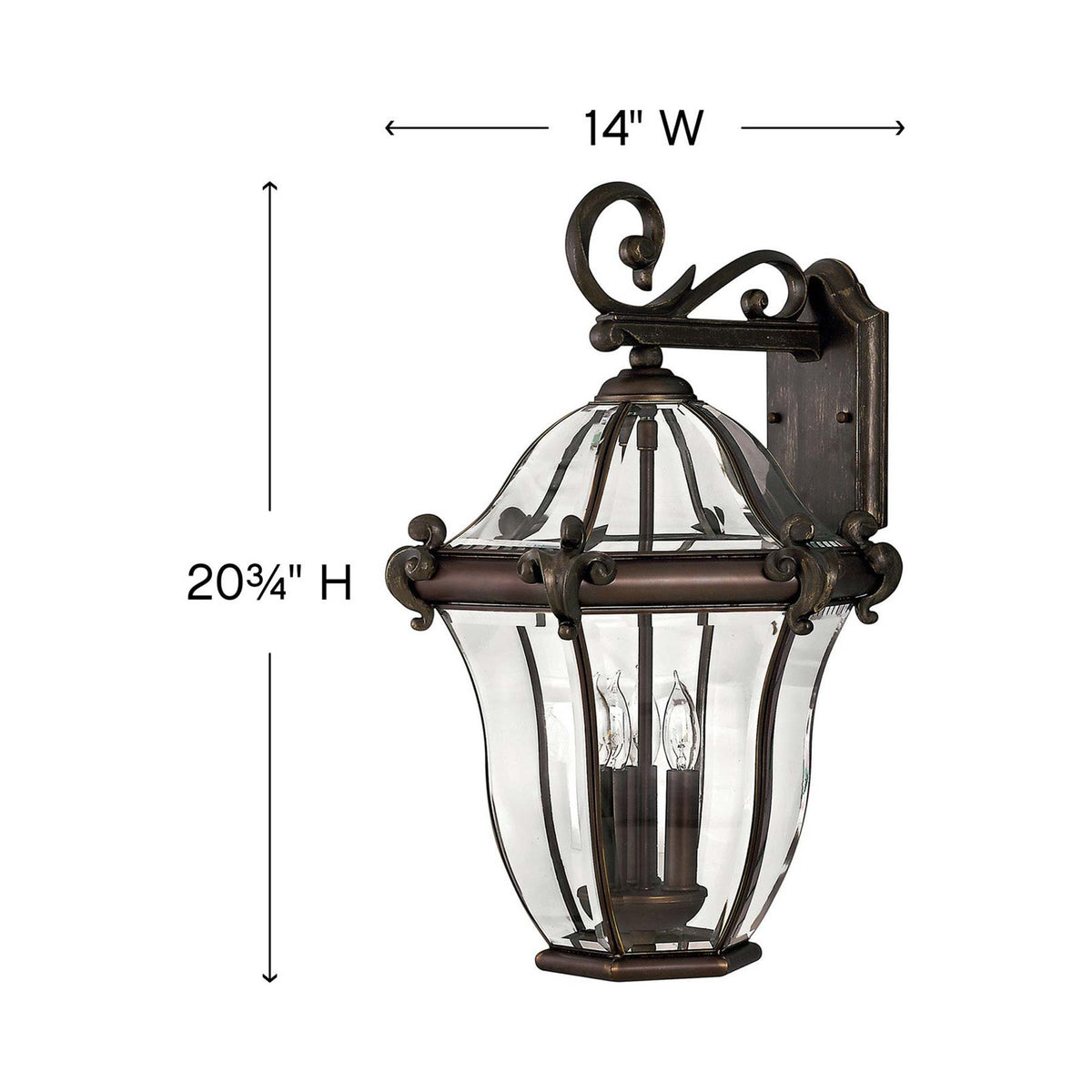 San Clemente Outdoor Wall Light - line drawing.