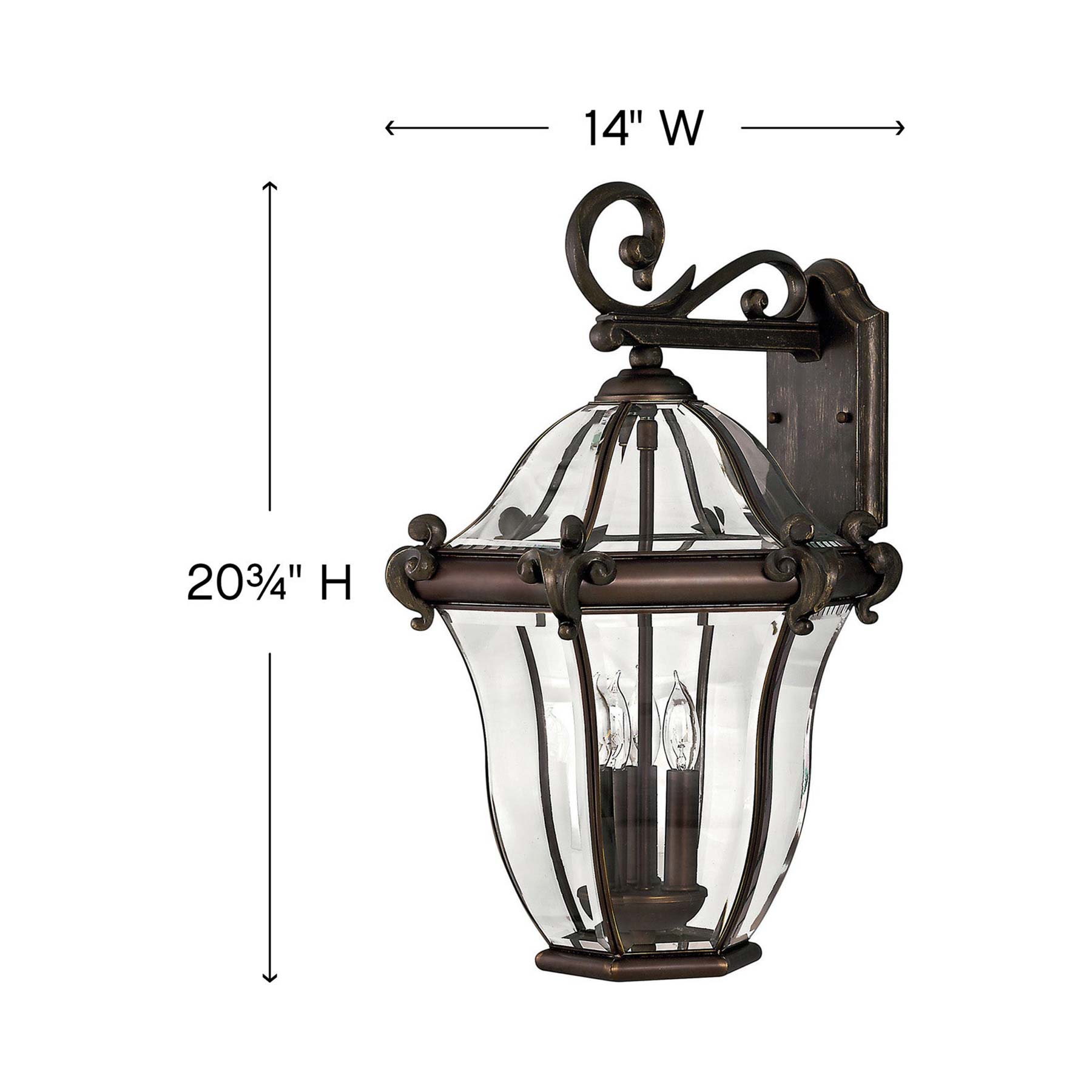 San Clemente Outdoor Wall Light - line drawing.
