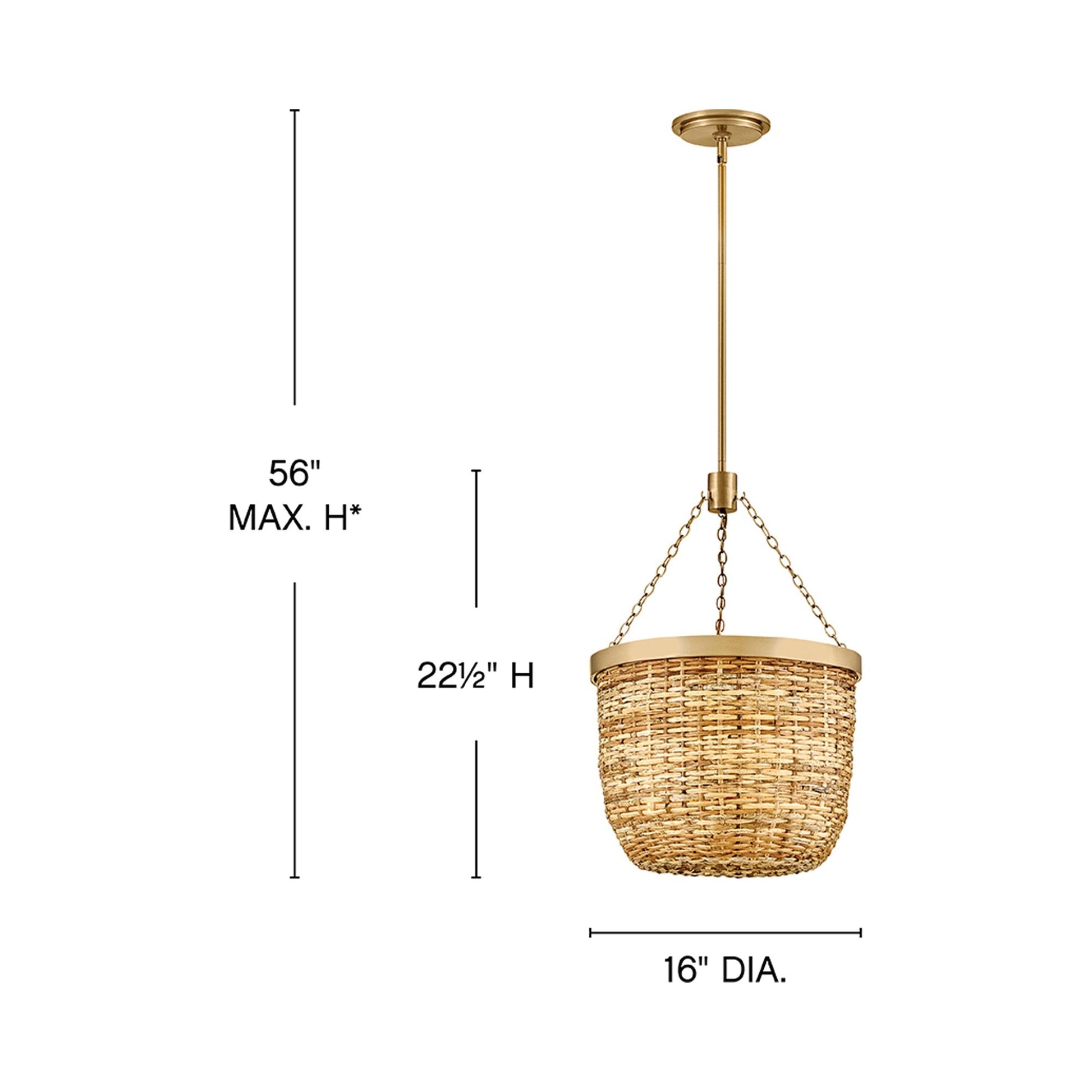 Sanibel Semi Flush Convertible Pendant Light - line drawing.
