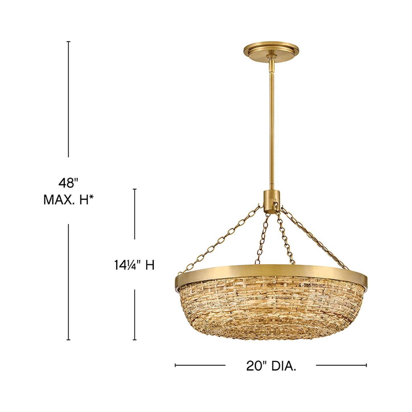 Sanibel Semi Flush Convertible Pendant Light - line drawing.