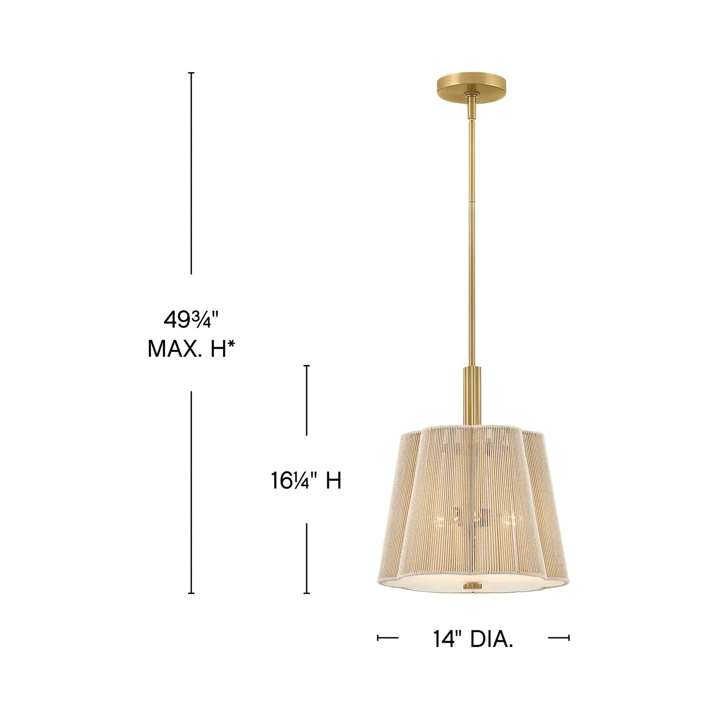 Sasha Pendant Light - line drawing.