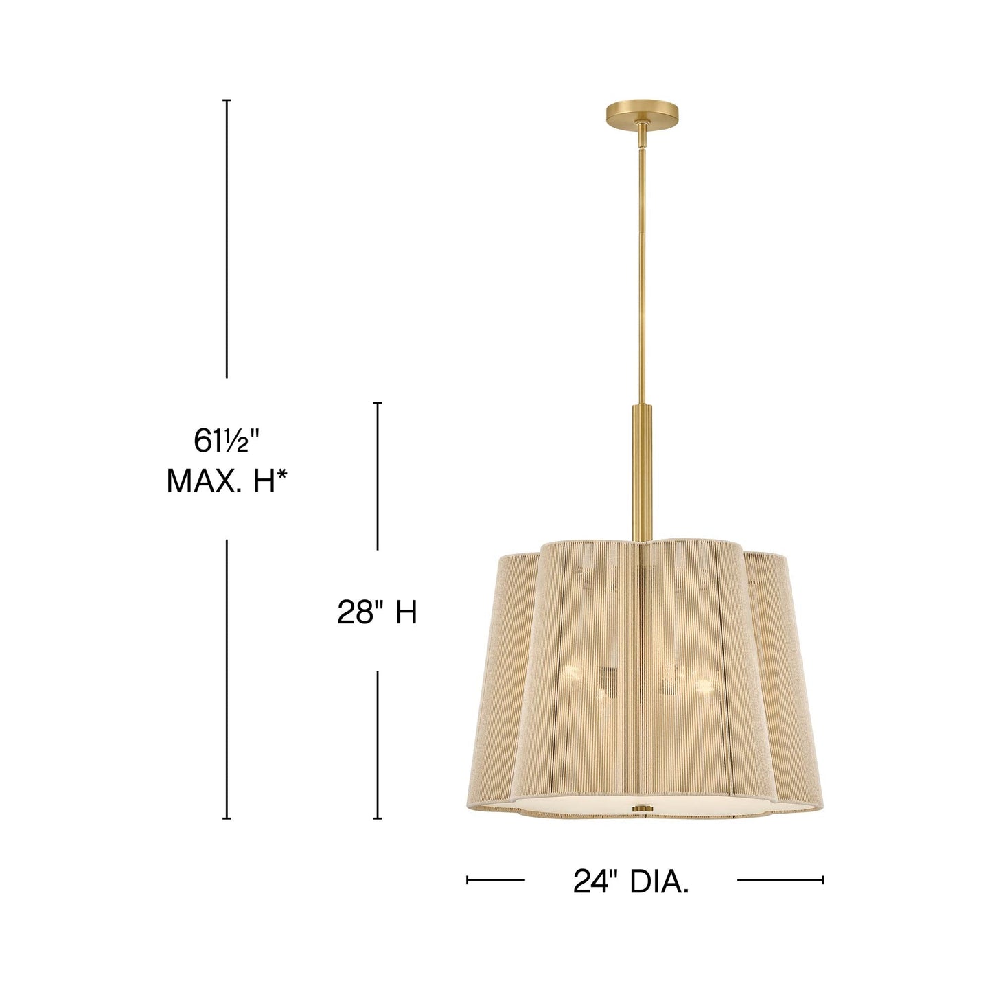 Sasha Pendant Light - line drawing.