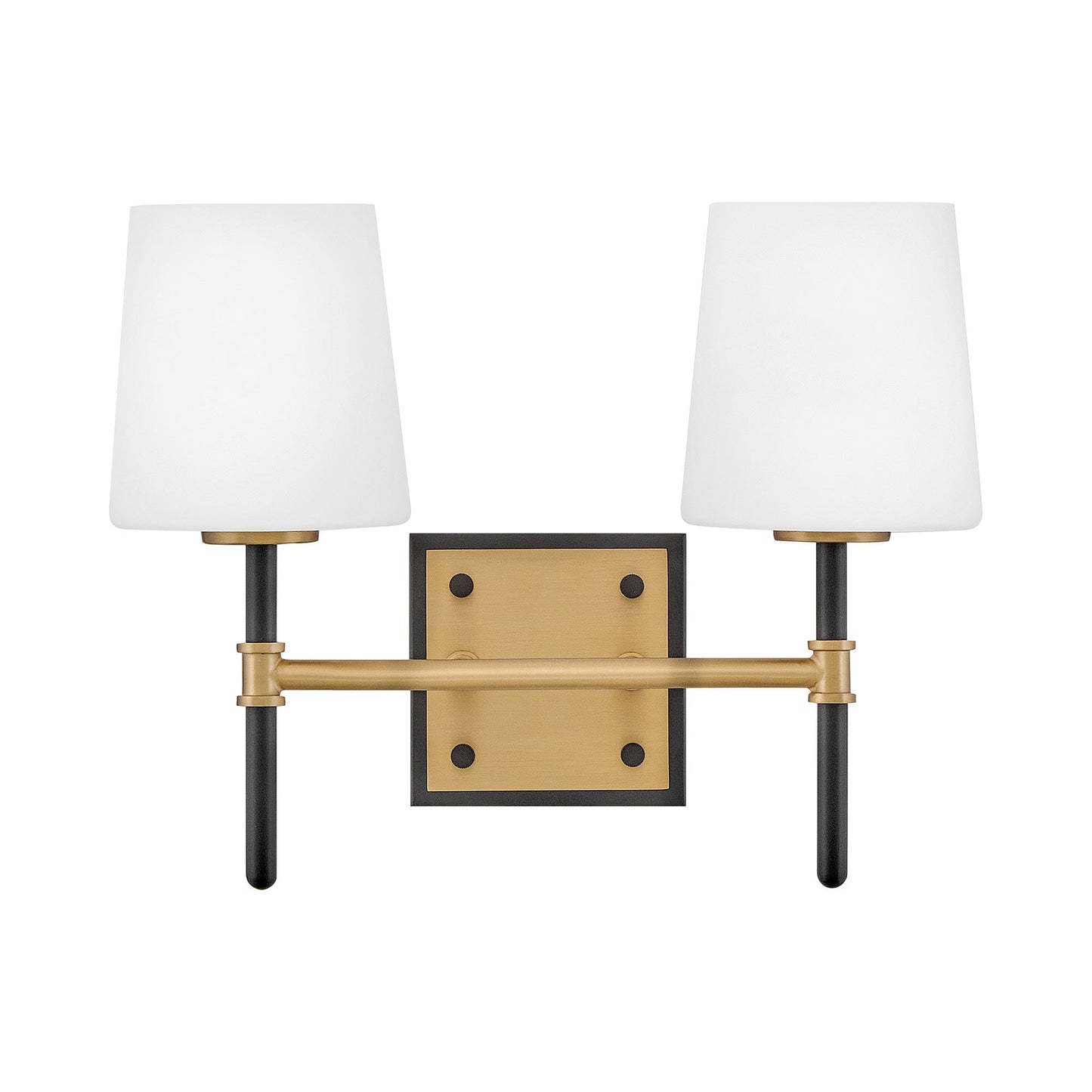 Saunders Bath Vanity Light in Black/Lacquered Brass (2-Light).