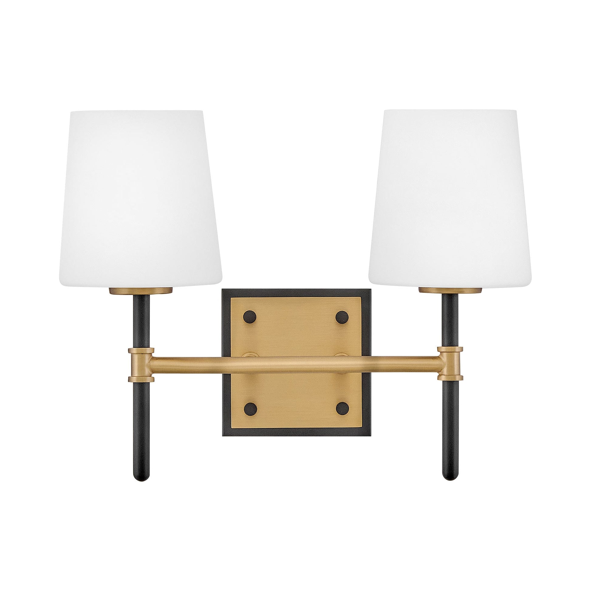 Saunders Bath Vanity Light in Black/Lacquered Brass (2-Light).