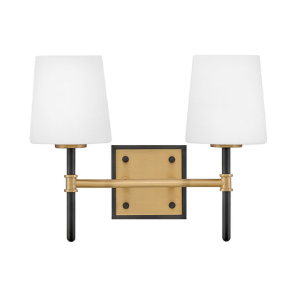 Saunders Bath Vanity Light in Black/Lacquered Brass (2-Light).
