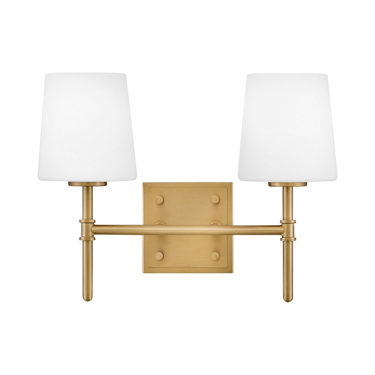 Saunders Bath Vanity Light in Lacquered Brass (2-Light).