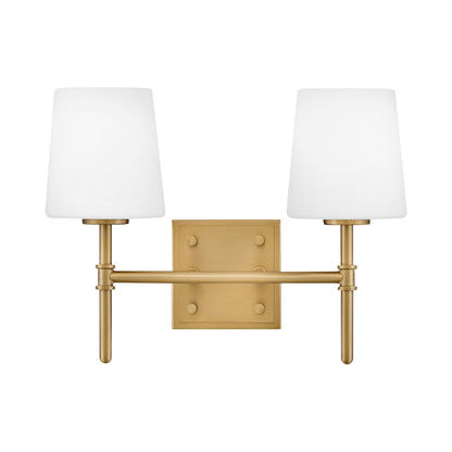 Saunders Bath Vanity Light in Lacquered Brass (2-Light).