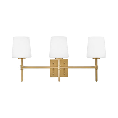 Saunders Bath Vanity Light in Lacquered Brass (3-Light).