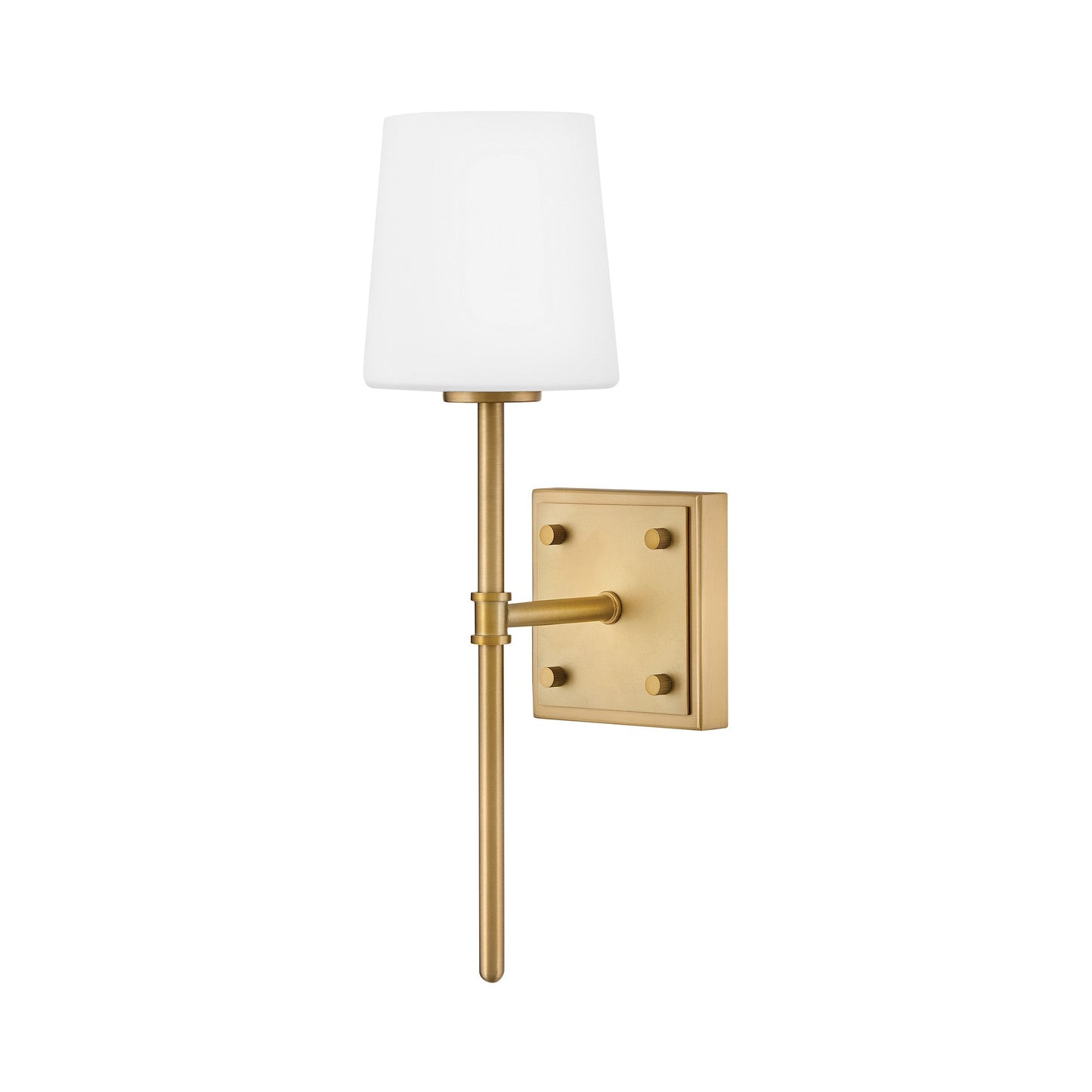 Saunders Wall Light in Lacquered Brass.