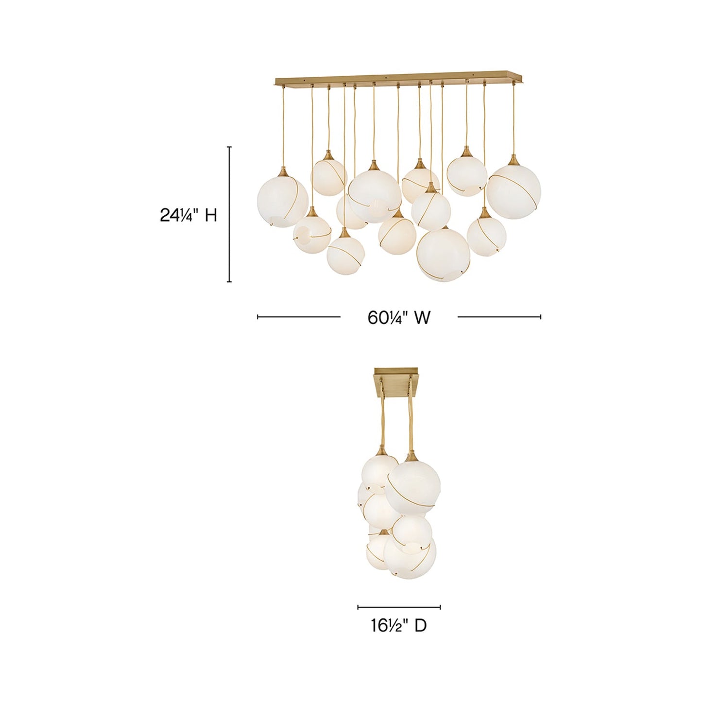 Skye Linear Pendant Light - line drawing.