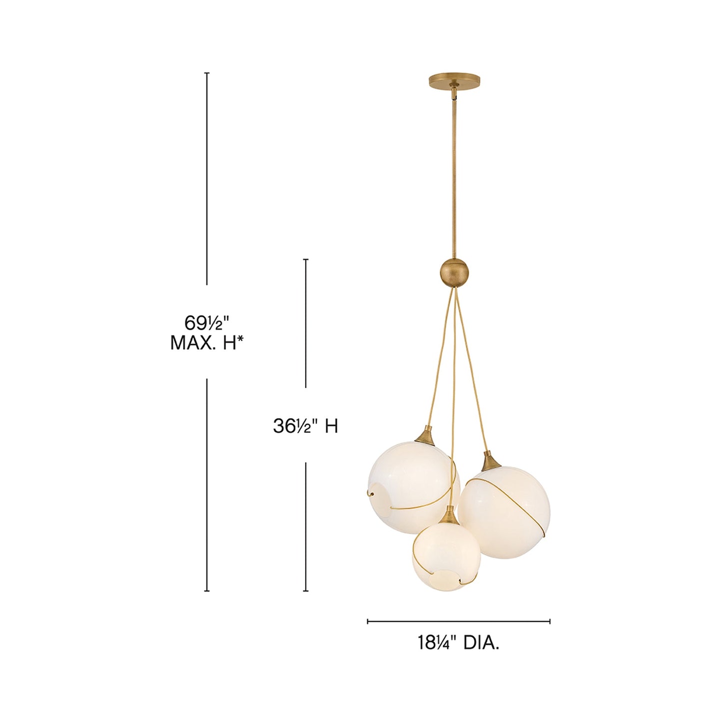 Skye Multi Light Pendant Light - line drawing.