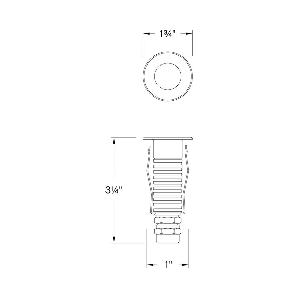 Sparta Dot Round Outdoor LED Inground Light - line drawing.
