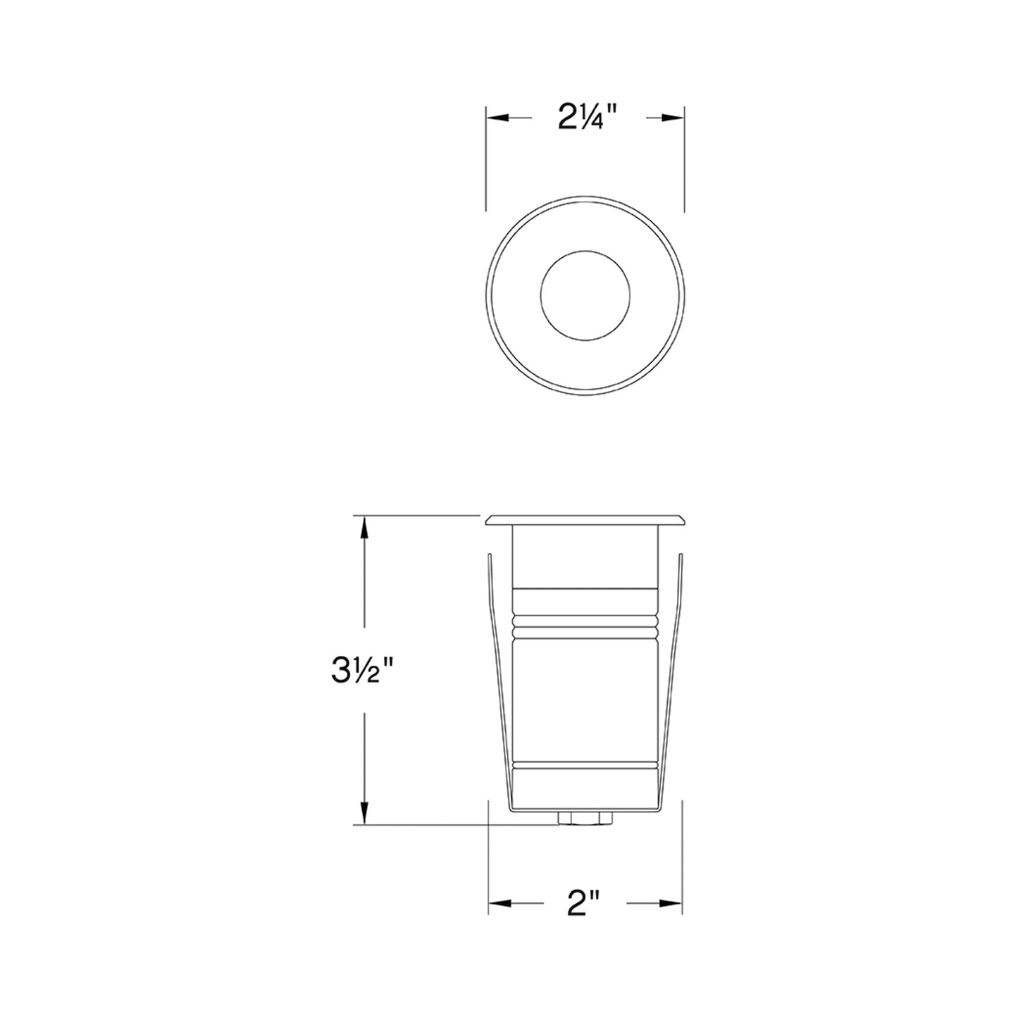 Sparta Dot Round Outdoor LED Inground Light - line drawing.