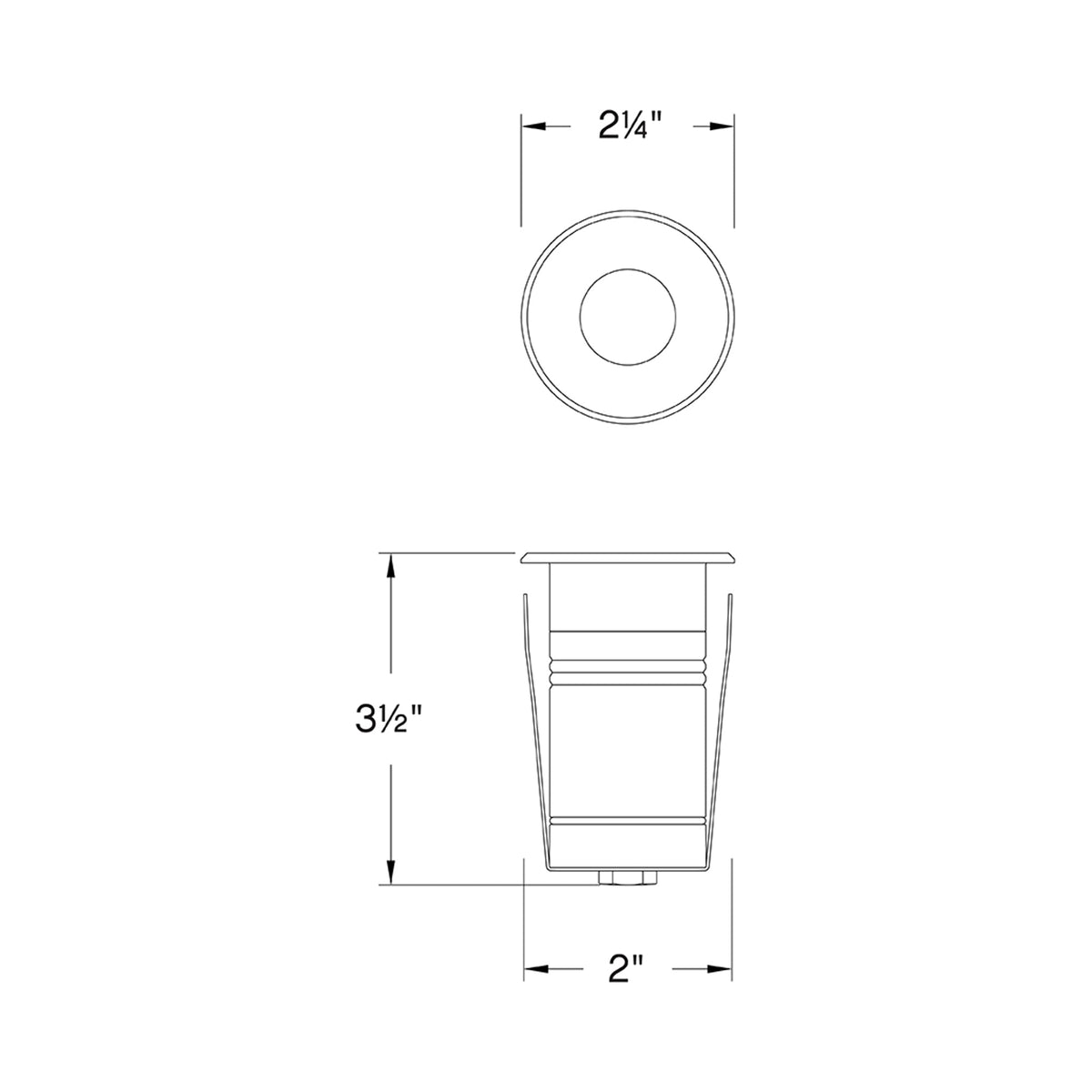 Sparta Dot Round Outdoor LED Inground Light - line drawing.