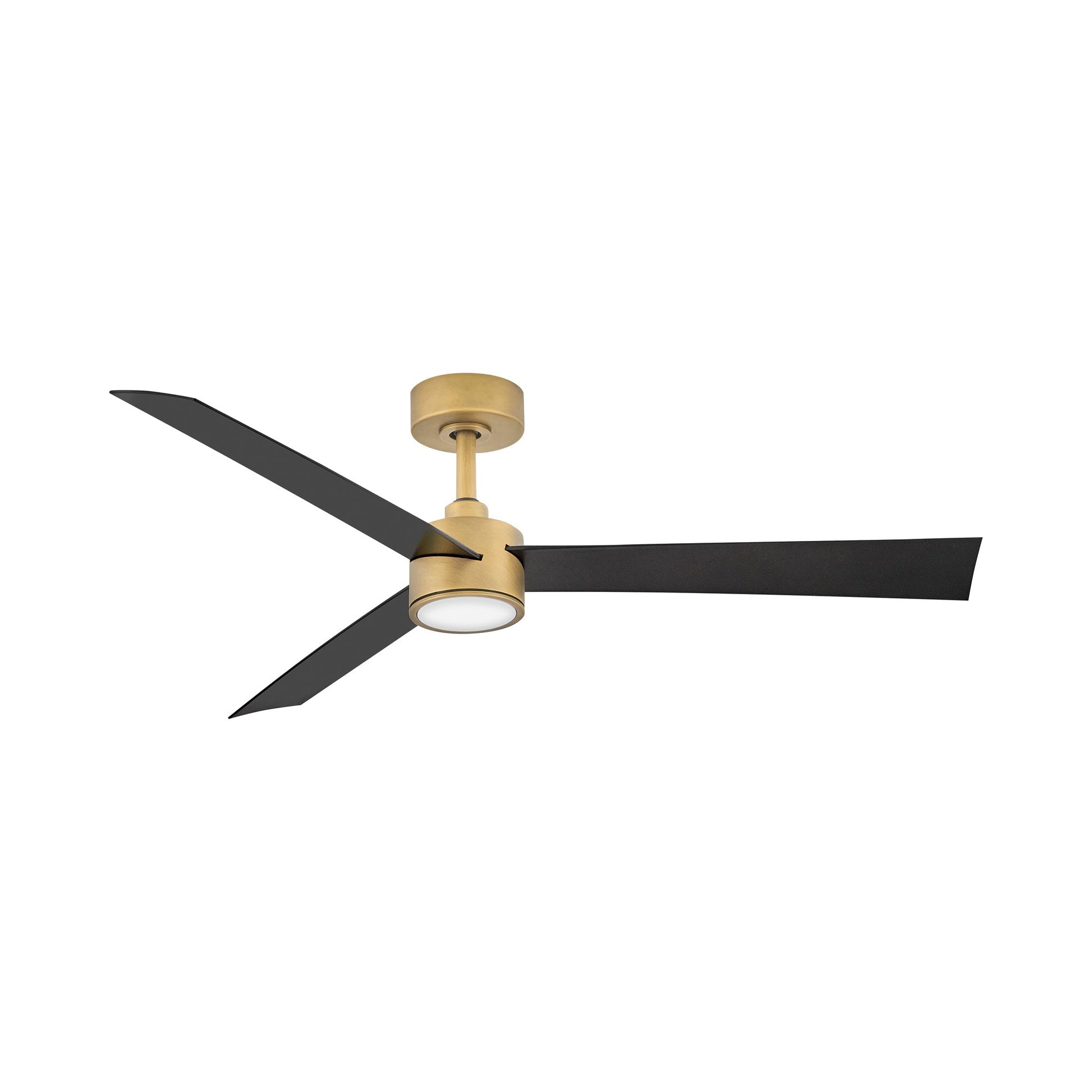Speck LED Smart Ceiling Fan in Heritage Brass.