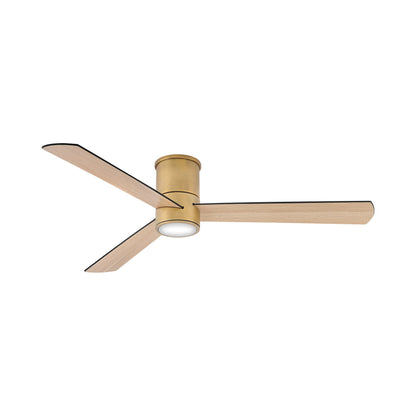 Speck Smart LED Flush Mount Ceiling Fan in Heritage Brass.