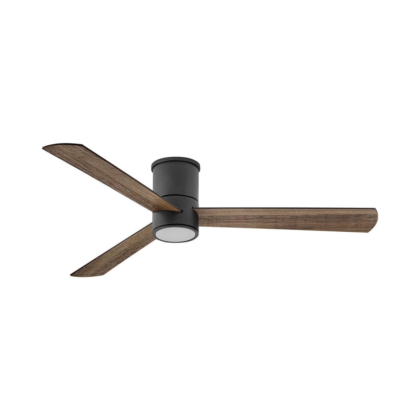 Speck Smart LED Flush Mount Ceiling Fan in Matte Black.