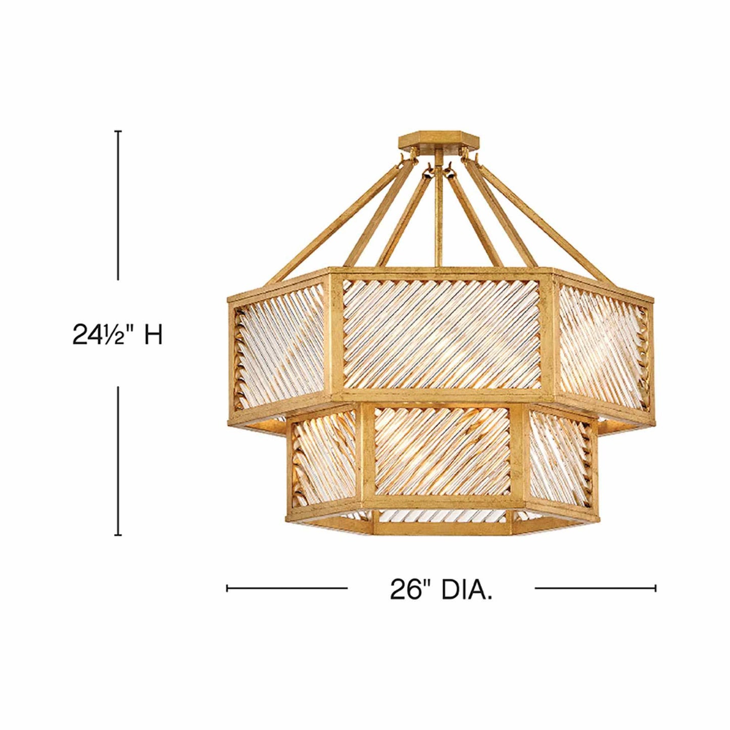 Sura Semi Flush Convertible Chandelier - line drawing.