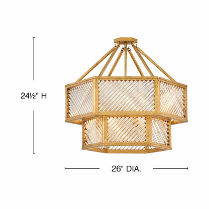Sura Semi Flush Convertible Chandelier - line drawing.