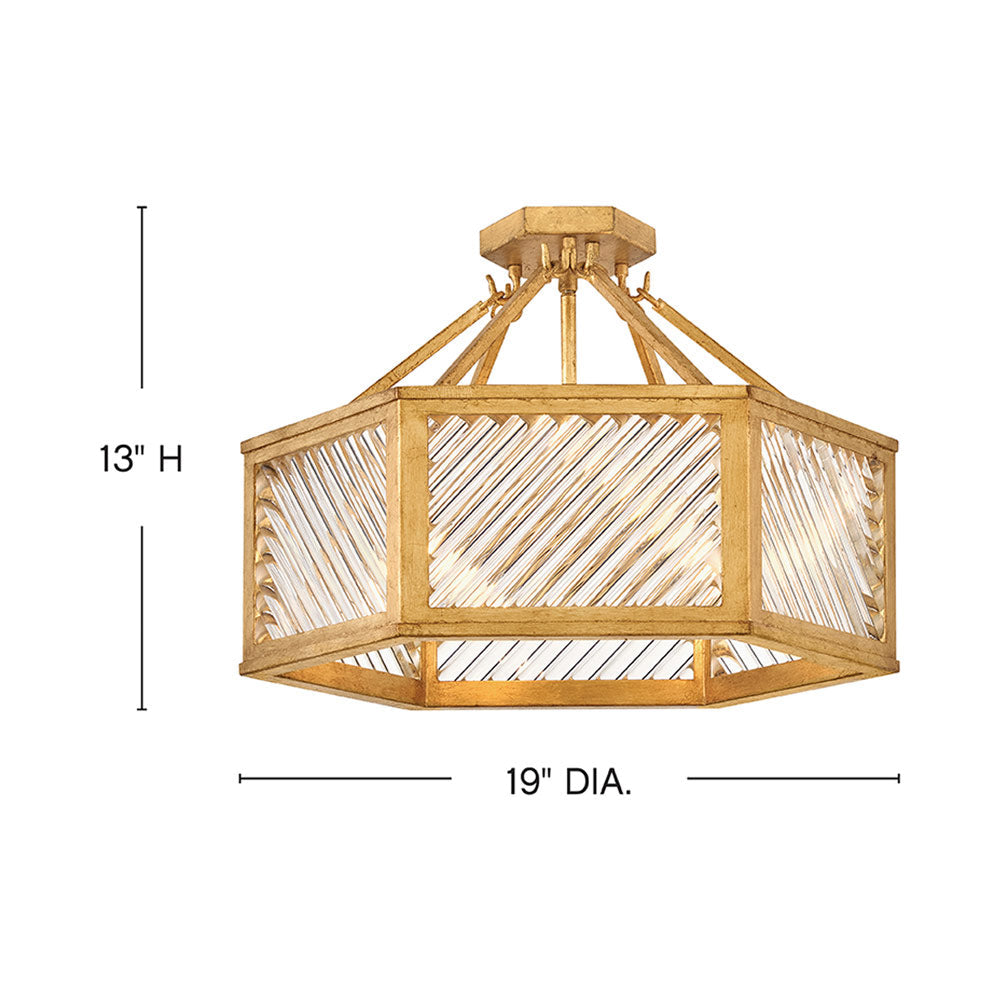 Sura Semi Flush Mount Ceiling Light - line drawing.