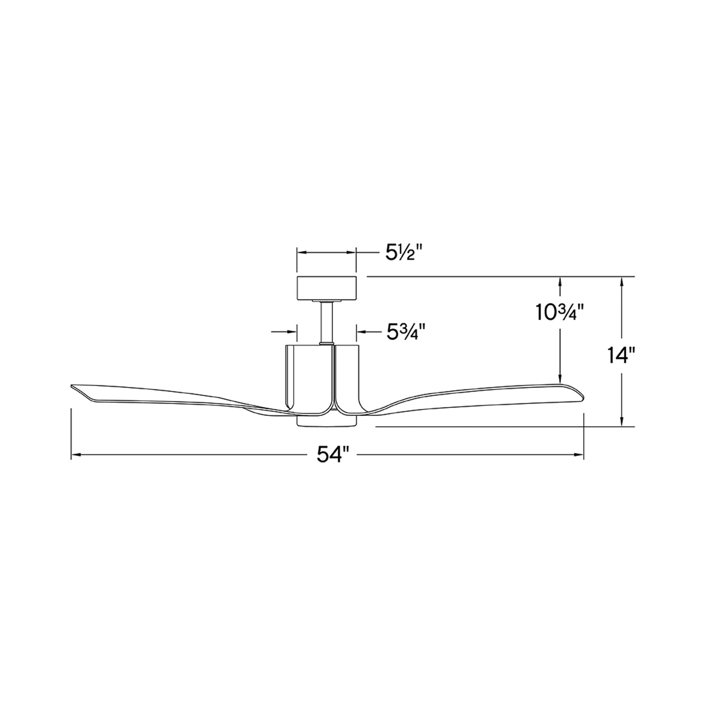 Sven Smart LED Ceiling Fan - line drawing.