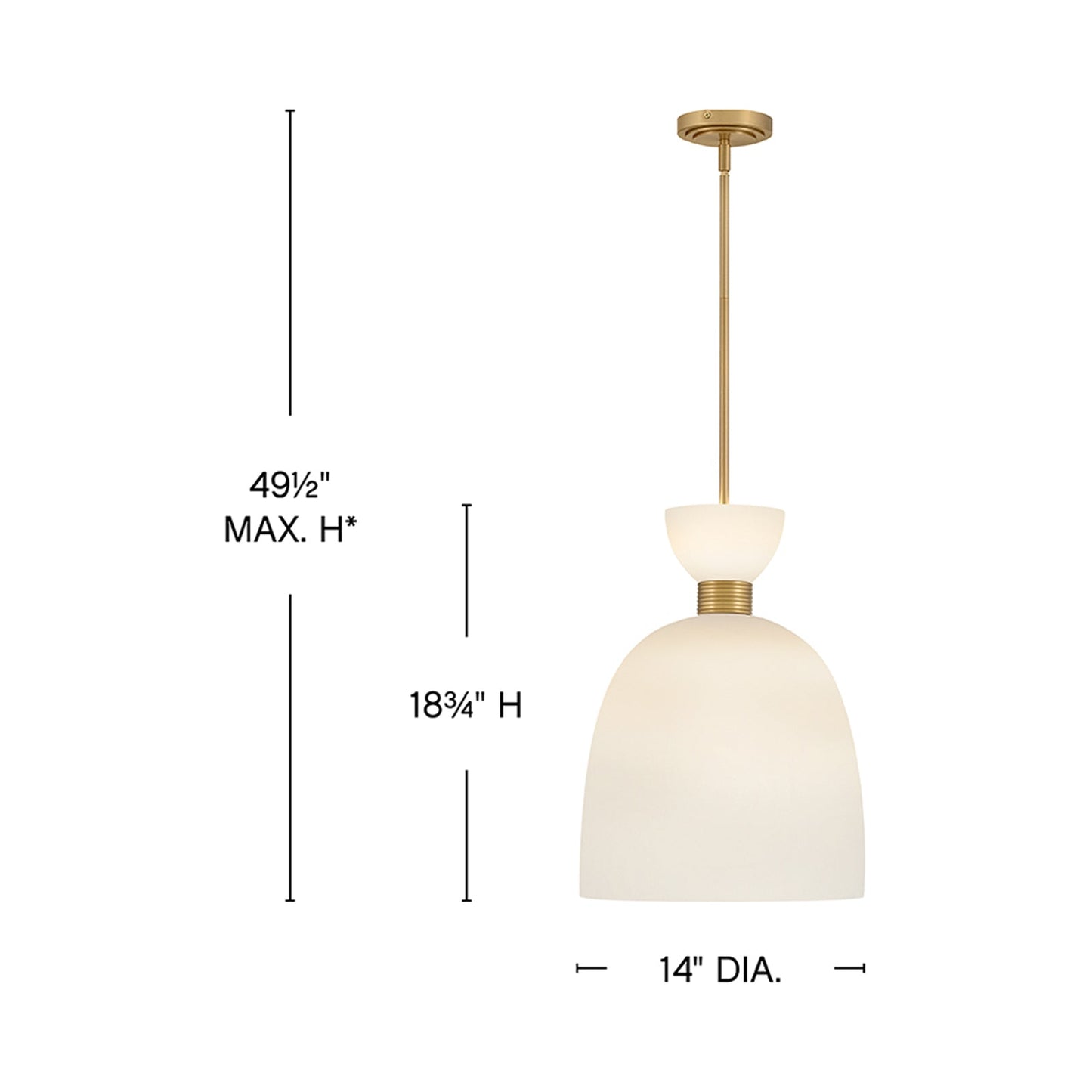 Tallulah Pendant Light - line drawing.