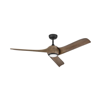 Tiburon LED Smart Ceiling Fan in Matte Black/Driftwood.
