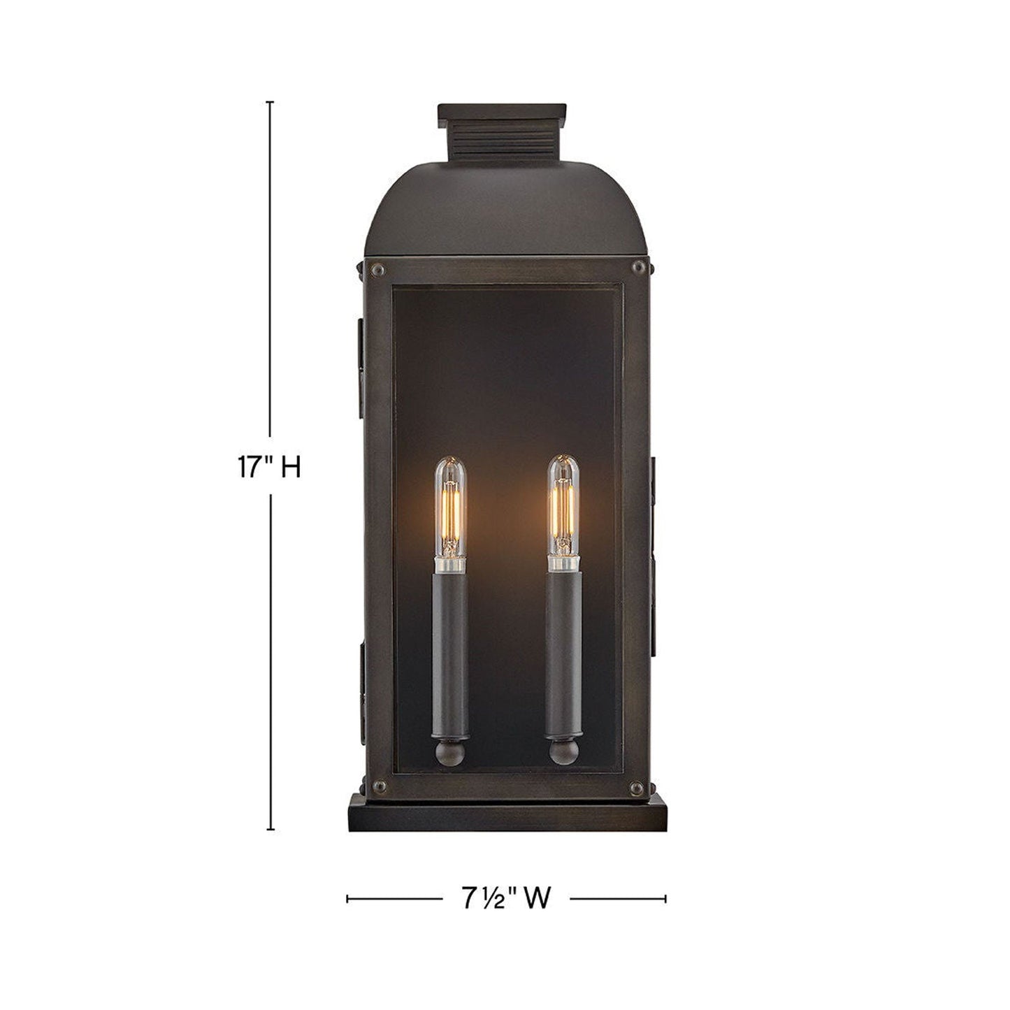 Tiverton Outdoor Wall Light - line drawing.