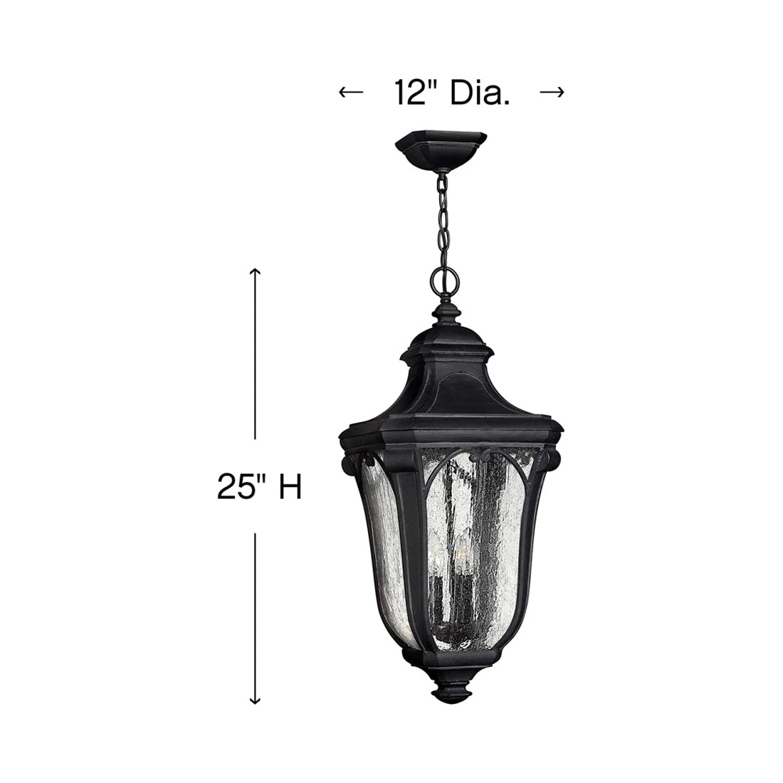 Trafalgar Outdoor Pendant Light - line drawing.