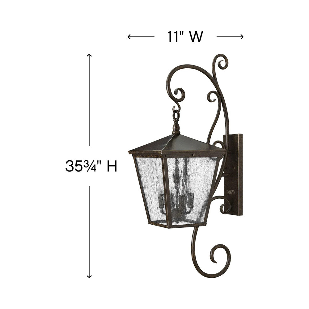 Trellis Scroll Outdoor Wall Light - line drawing.