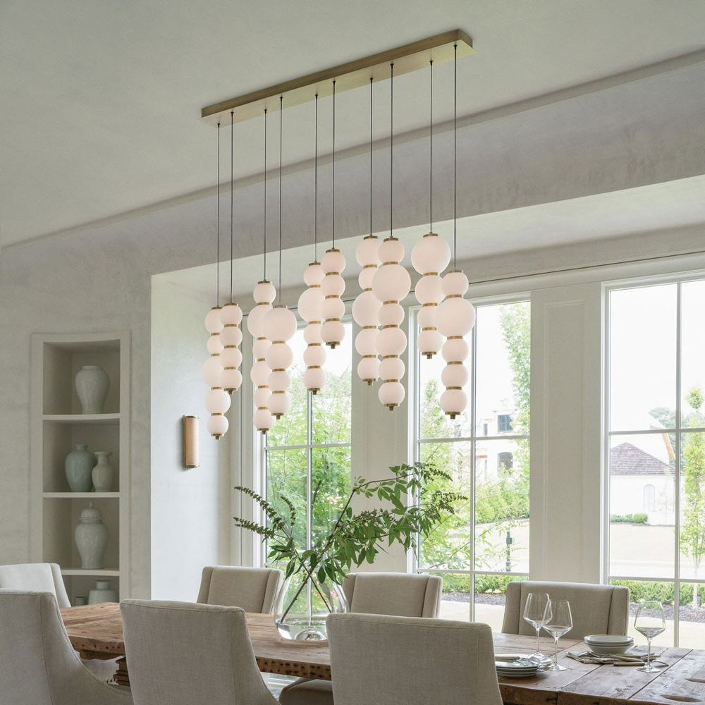 Trigo Linear LED Pendant Light in dining room.
