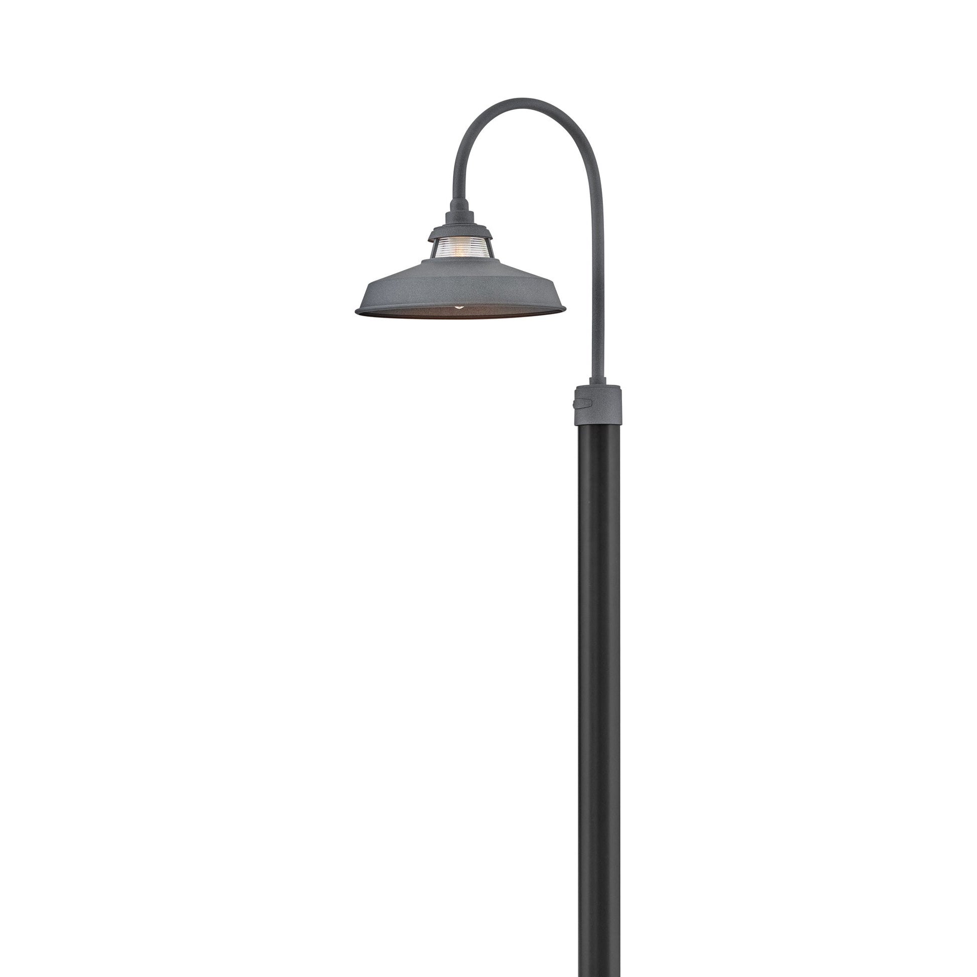 Troyer Outdoor Post Mount Light in Aged Zinc.