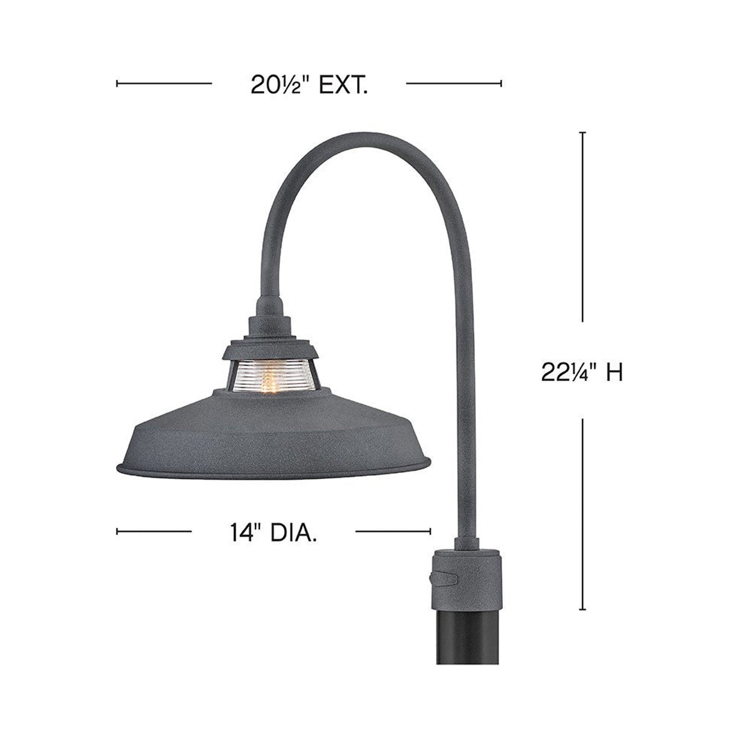 Troyer Outdoor Post Mount Light - line drawing.