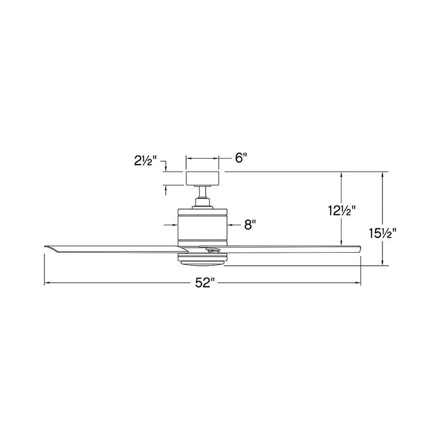 Vail Outdoor LED Smart Ceiling Fan - line drawing.