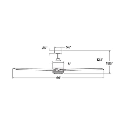 Vantage Outdoor LED Smart Ceiling Fan - line drawing.