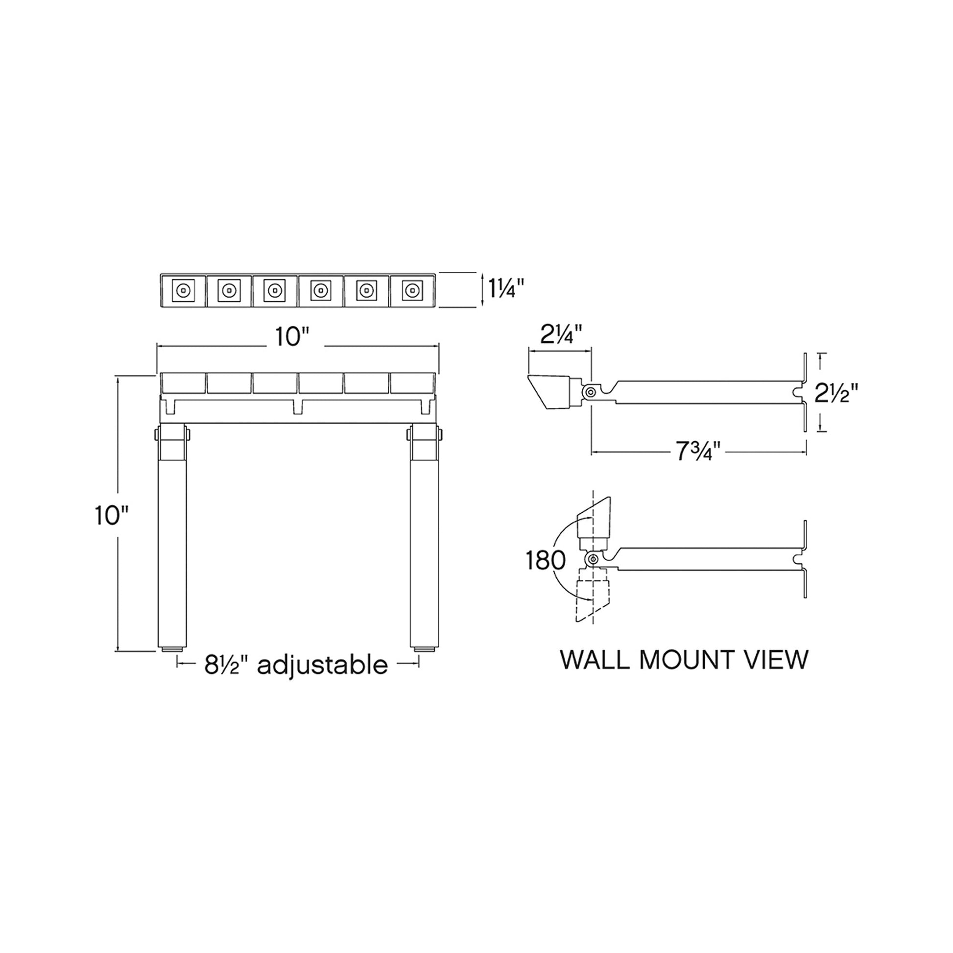 Vestra Outdoor LED Wall Wash Light - line drawing.