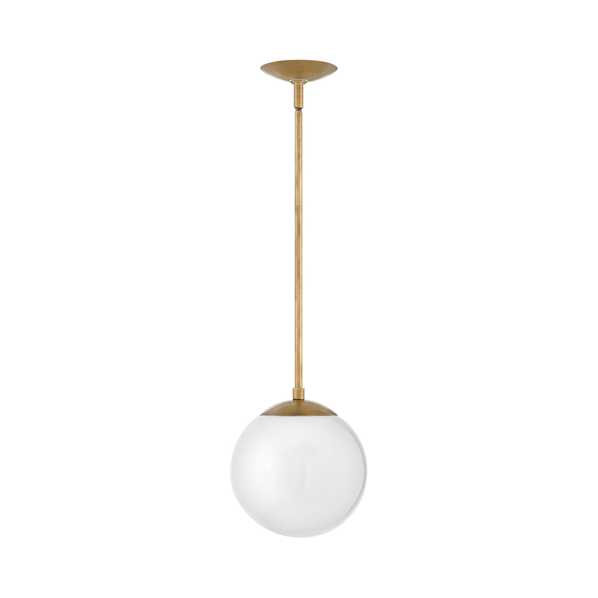 Warby Pendant Light in Heritage Brass (Small/Opal Glass).
