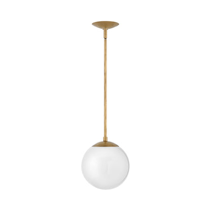 Warby Pendant Light in Heritage Brass (Small/Opal Glass).