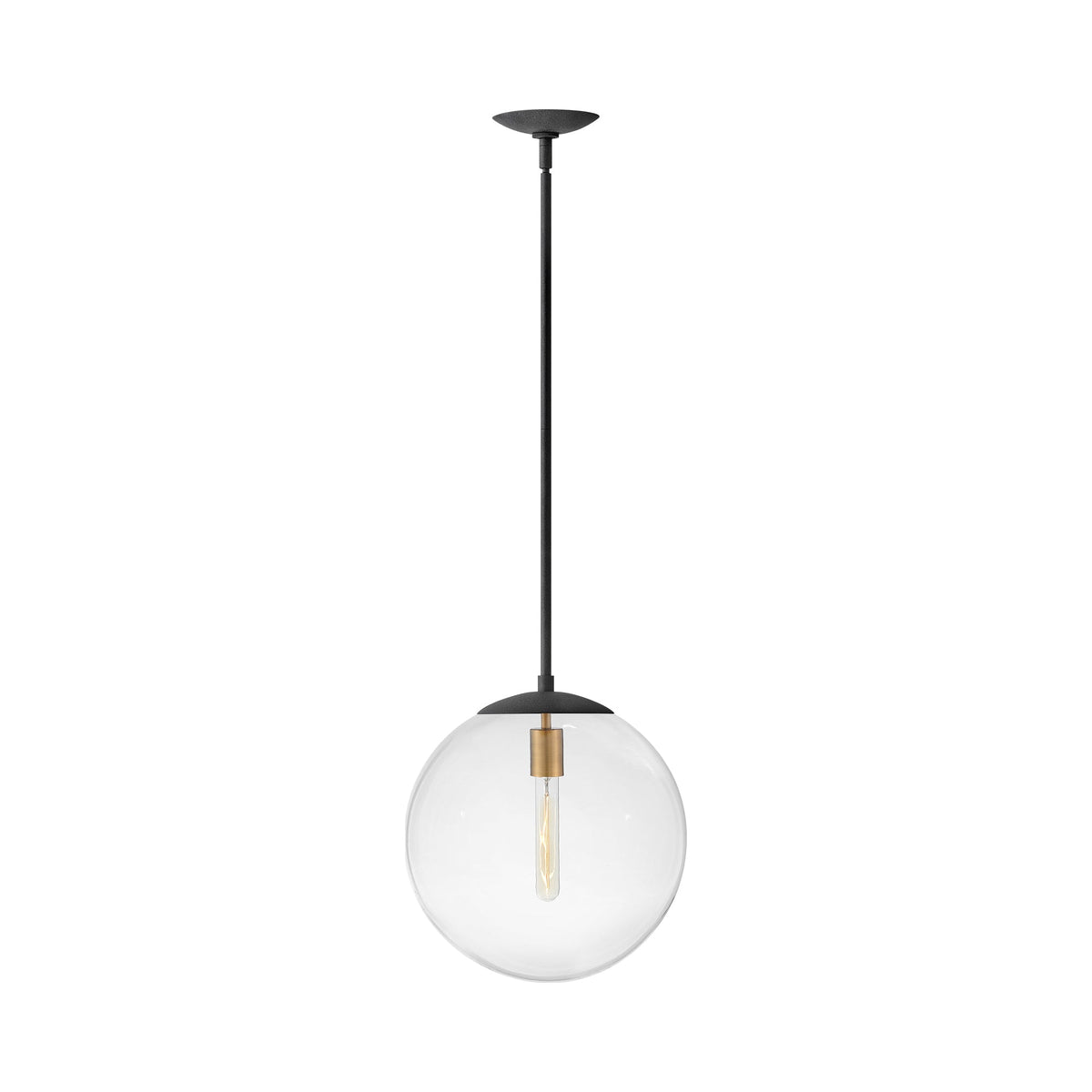 Warby Pendant Light in Aged Zinc (Medium/Clear Glass).