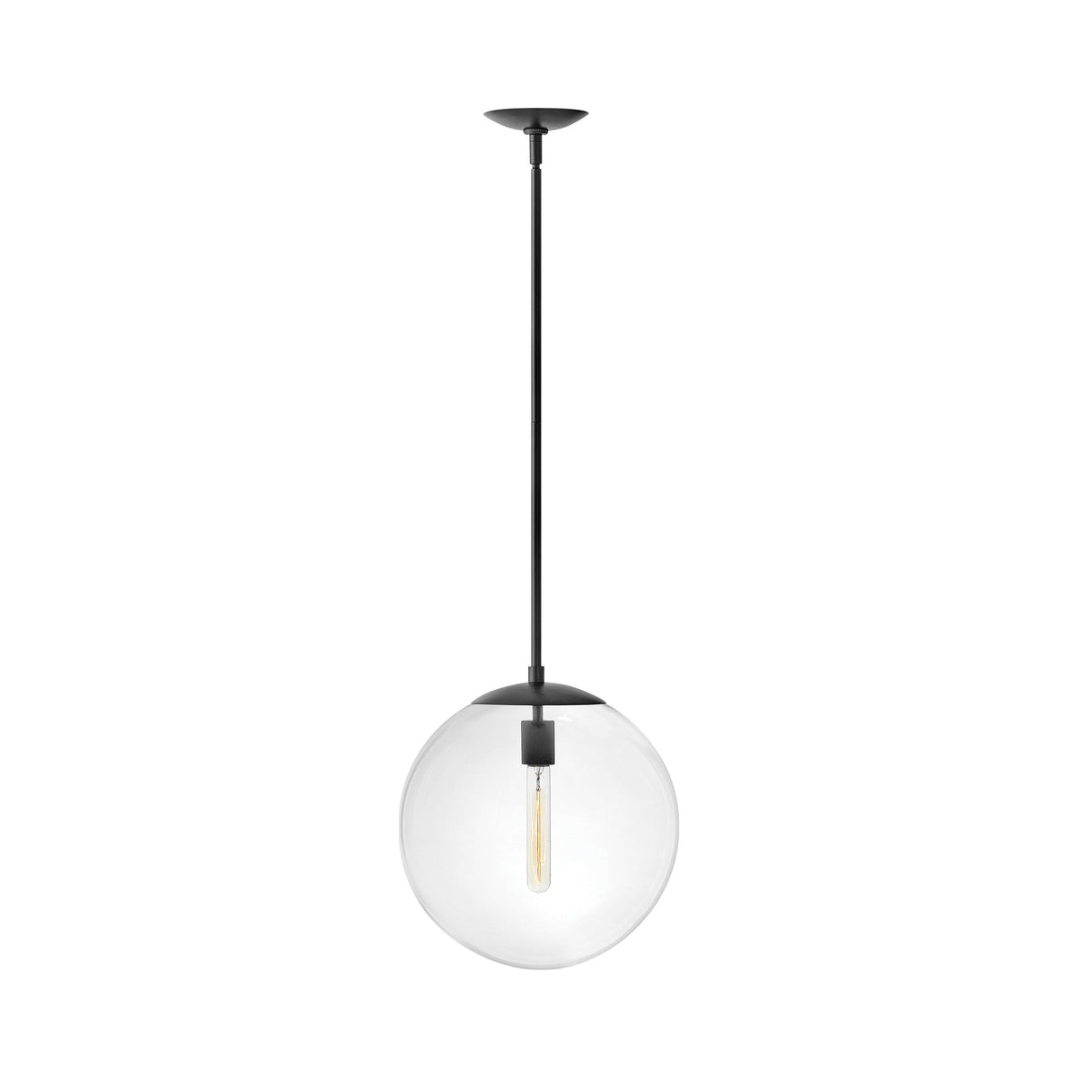 Warby Pendant Light in Black (Medium/Clear Glass).