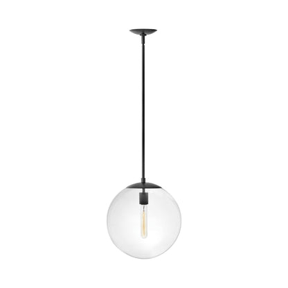 Warby Pendant Light in Black (Medium/Clear Glass).