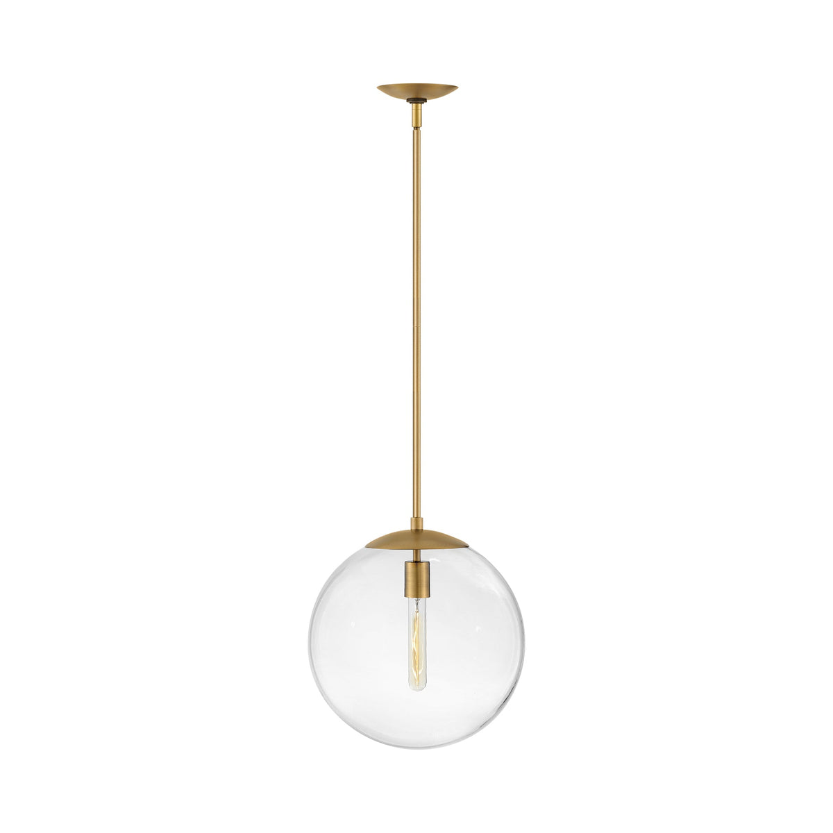 Warby Pendant Light in Heritage Brass (Medium/Clear Glass).