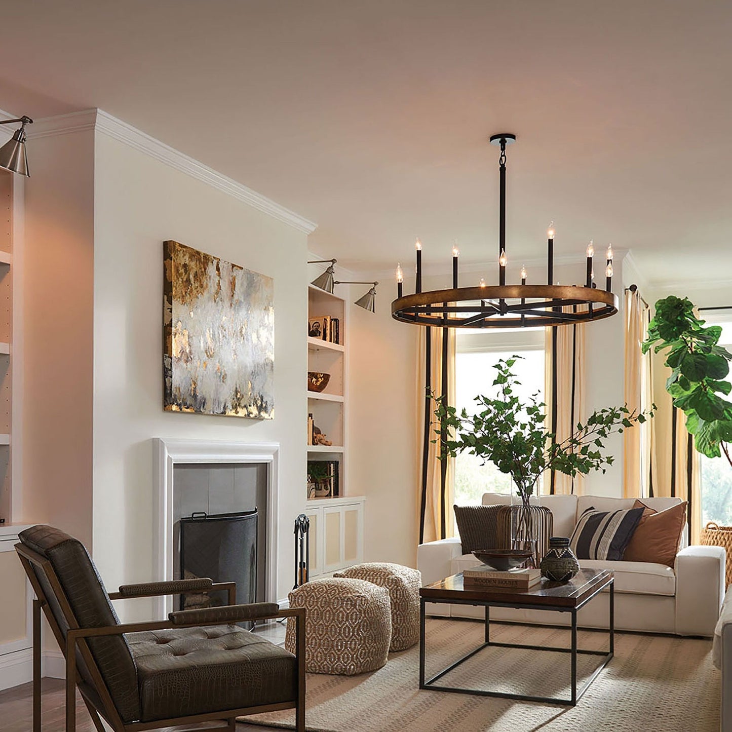 Wells Round Chandelier in living room.