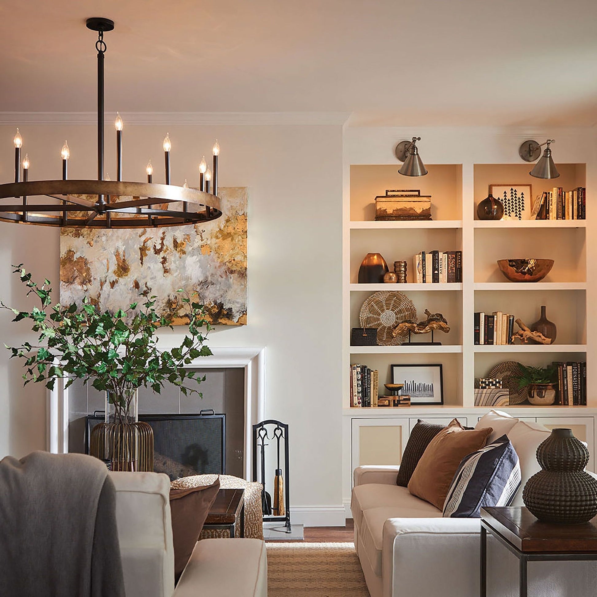 Wells Round Chandelier in living room.