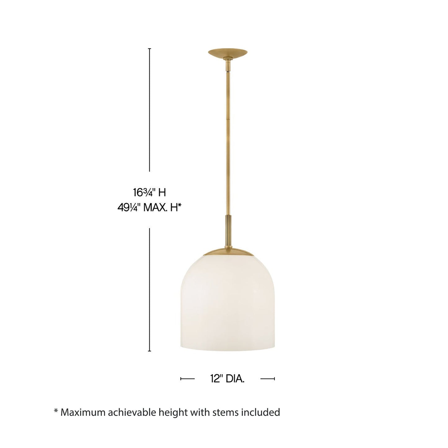 Willa Pendant Light - line drawing.