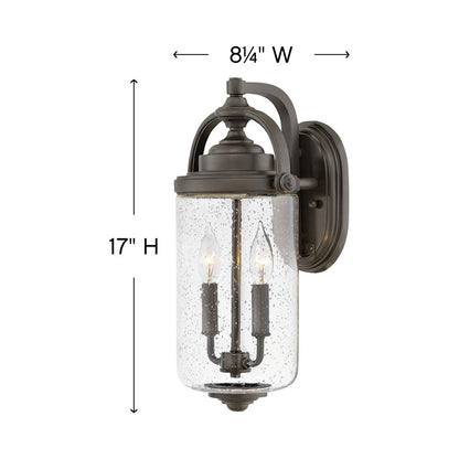 Willoughby Outdoor Wall Light - line drawing.