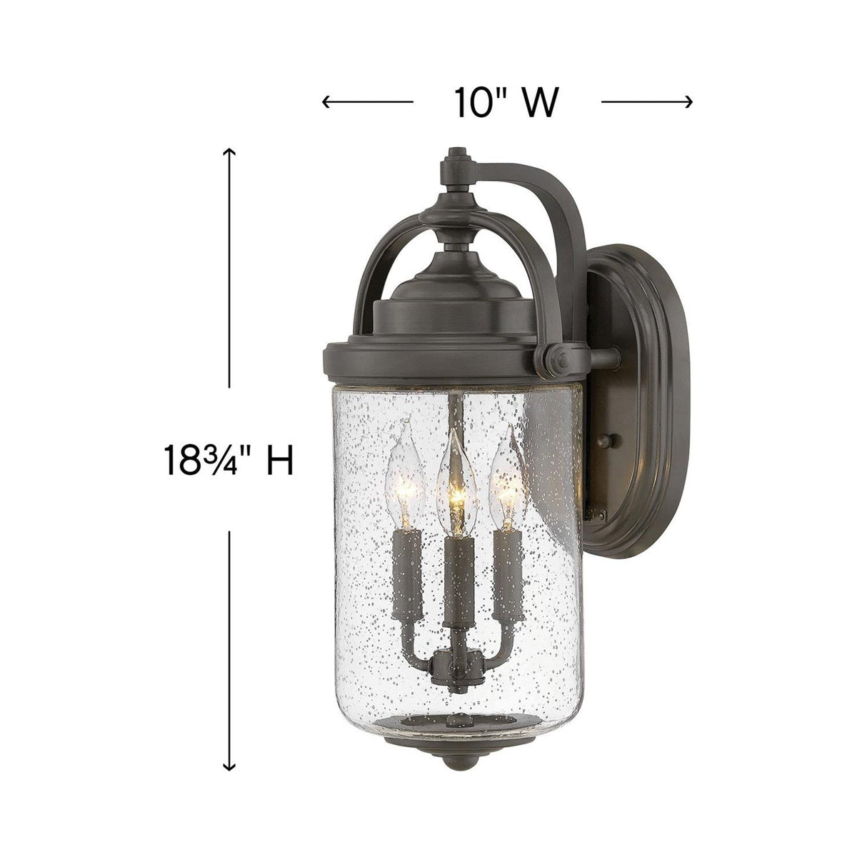 Willoughby Outdoor Wall Light - line drawing.