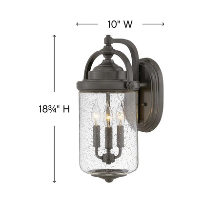 Willoughby Outdoor Wall Light - line drawing.